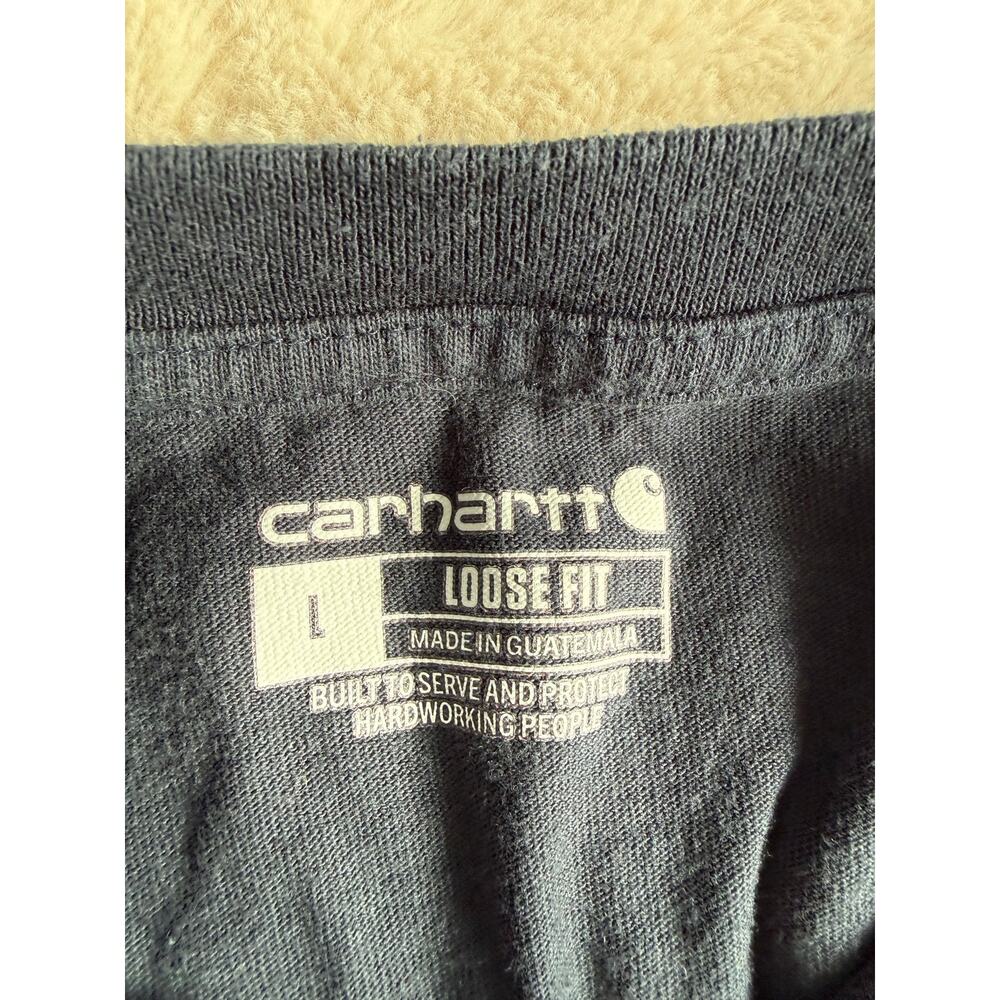 Carhartt Loose Fit Long Sleeve Henley Navy Size Large - Picture 3 of 6
